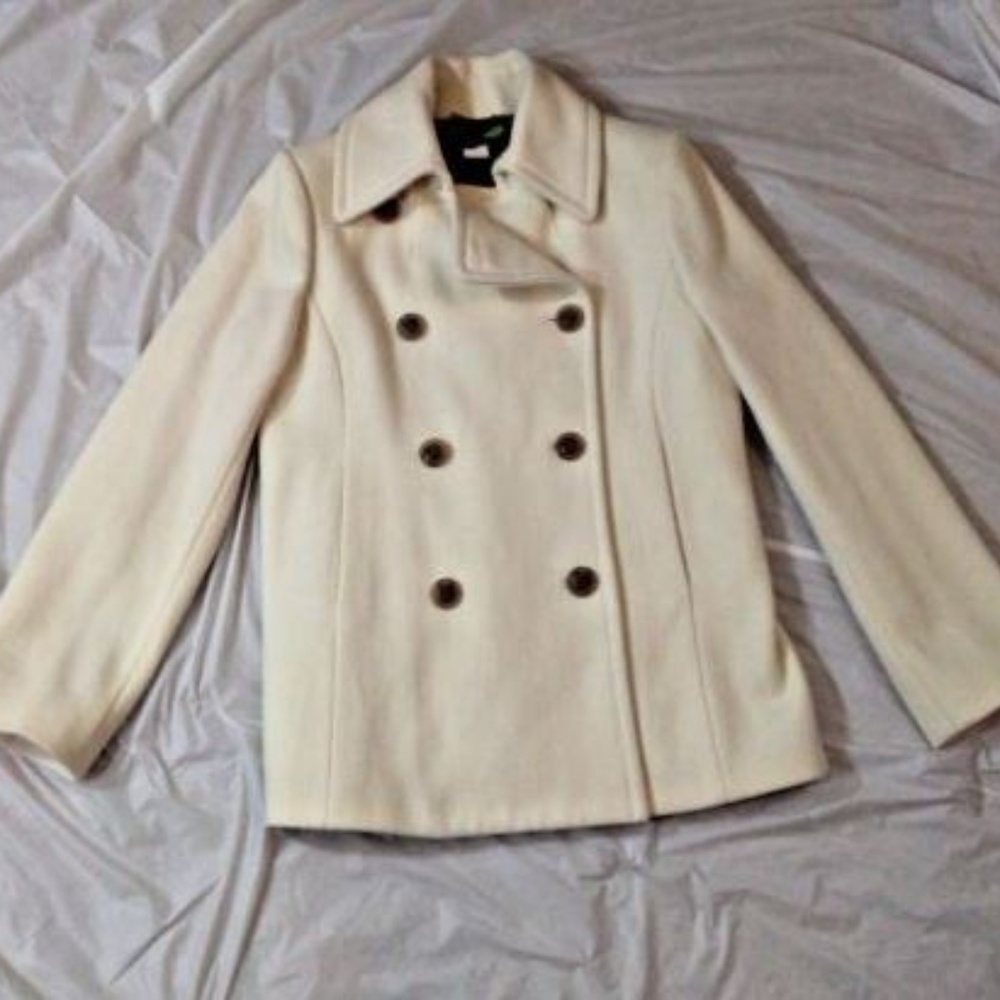 J.Crew Coat Antique Cream Wool Double-Breast Med
